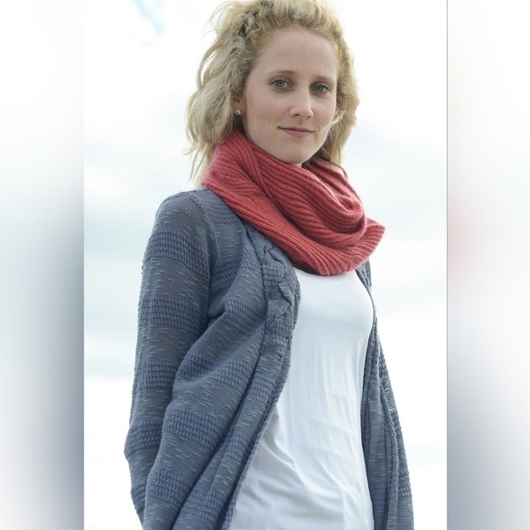 Anthropologie One September Blue Boho Braided Neck Pointelle Knit Open Cardigan - Picture 1 of 16